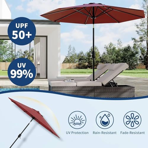 9FT Patio Umbrella 8 Sturdy Ribs Outdoor Table Umbrella