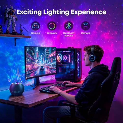 360 Game Lights Galaxy Projector Gaming Accessories Gaming Room Decor Green Star Bluetooth Speaker+15 White Noise Man Cave Accessories Cool Gifts for Men Birthday Gift Cool Stuff for Teen Boy
