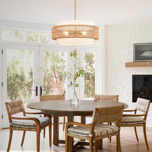 19.7" Rattan Chandelier for Dining Room
