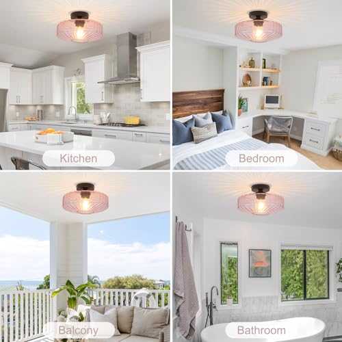 Pink Glass Ceiling Light