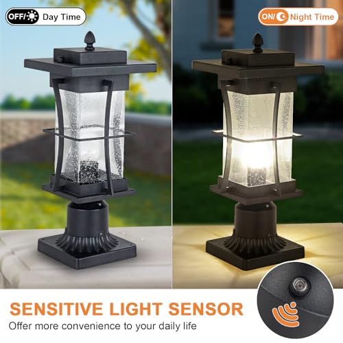 Dusk to Dawn Outdoor Post Light Fixture Waterproof Pole Mount Light with Pier Mount Adapter