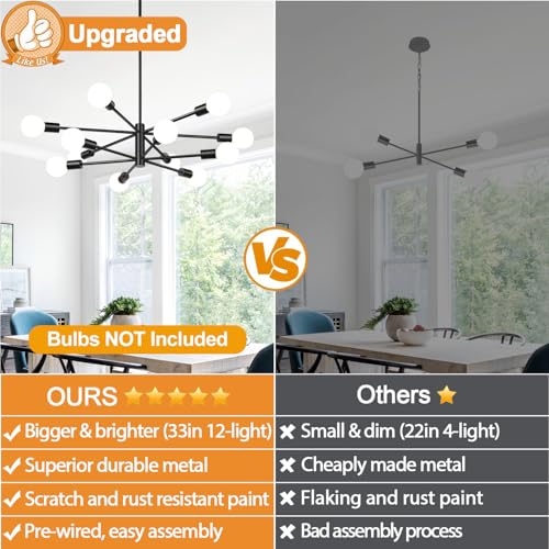 11" 52" Height Adjustable Modern Chandelier Ceiling Light Fixture