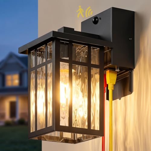 Motion Sensor Outdoor Wall Light with GFCI Outlet