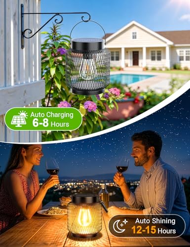 Metal Solar Lanterns Outdoor Waterproof (2 Count)
