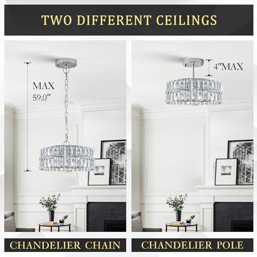 Chrome Crystal Chandelier 12" 4