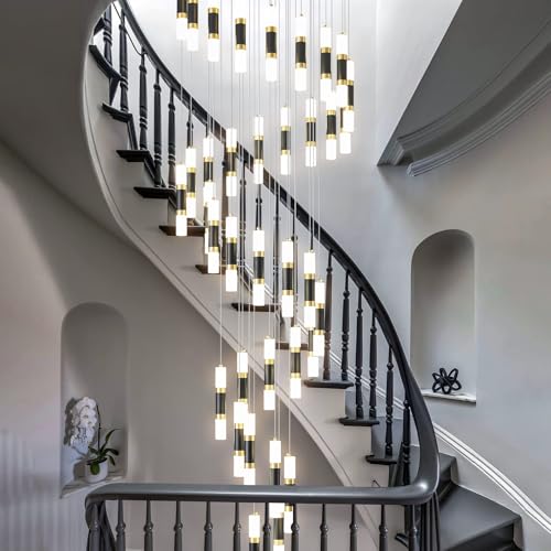 36 Light Modern Chandeliers for Entryway Ceiling Pendant Light Dimmable LED 216W Staircase Large Chandelier Lobby Living Room Foyer High Ceiling Chandelier