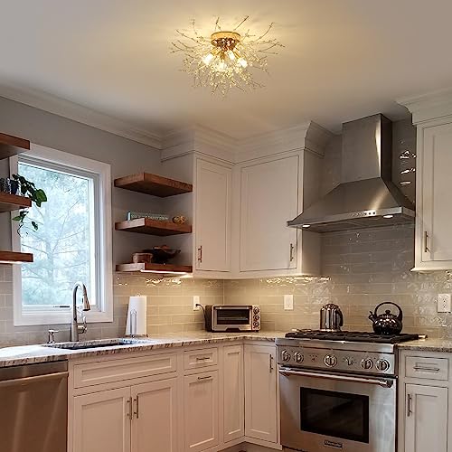 Gold Crystal Flush Mount Ceiling Light