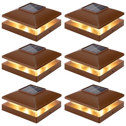 Solar Post Cap Lights Outdoor 6pack