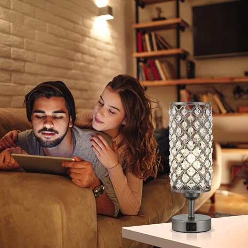 Gray Crystal Bedside Lamp