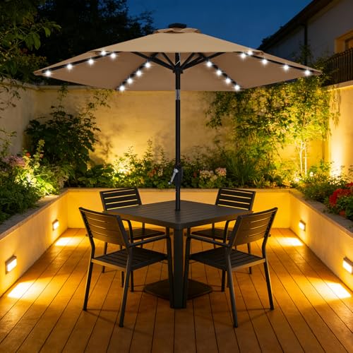 Solar Led Patio Umbrella with 24 Lights 7.5FT
