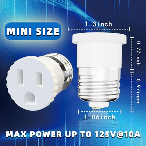 2 Pack Light Socket to Plug Adapter (2 Count)