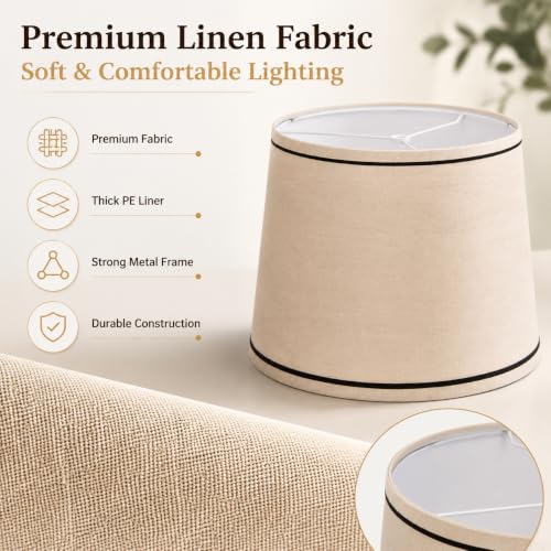 Drum Lamp Shades Set of 2 Beige Burlap