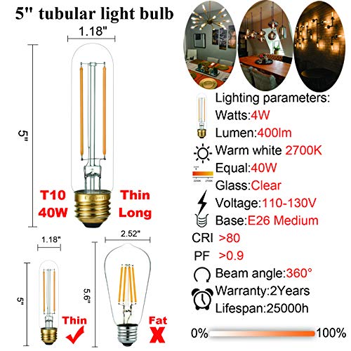 T10 Led Bulb Dimmable (6 Count)