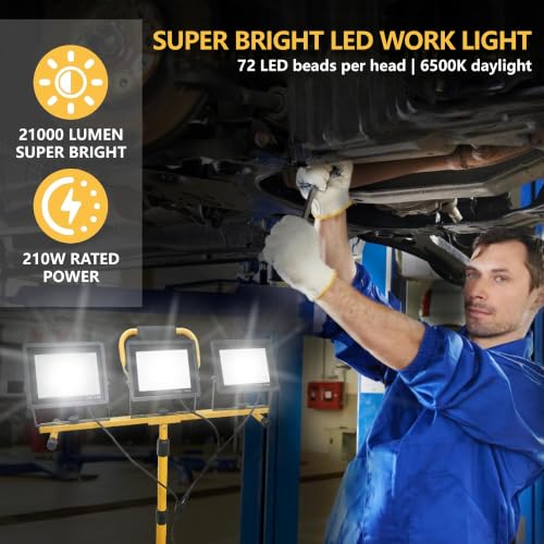 21000 Lumen LED Work Light with Stand for Job Site Garage