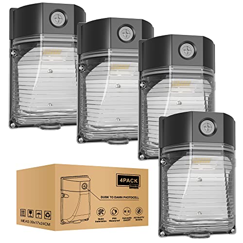 4PACK 30W 3600LM LED Wall Pack Lights with Dusk to Dawn Photocell (4 Count)