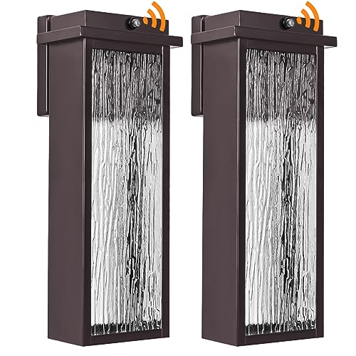 16" Oil Rubbed Bronze Outdoor Light Fixtures with Rippled Glass (2 Count)