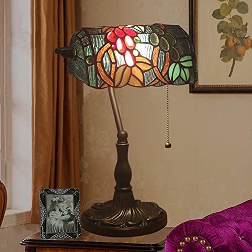 Tiffany Style Bankers Table Lamp Stained Glass Piano Desk Lamp Vintage Bedroom Bedside Lamp for Study