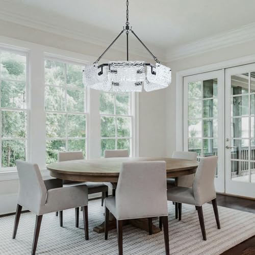 26.5" Black Glass Chandeliers for Dining Room