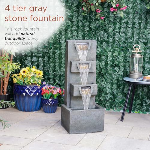 TZL406 33" 3 Tier Basin Cascading Fountain with LED Lights