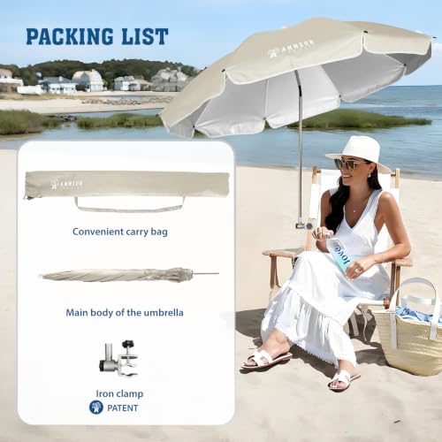 Chair Umbrella with Universal Clamp Adjustable 47 inches and 360° Swivel & UPF 50+ Protection Portable Sun Umbrella (2 Count)