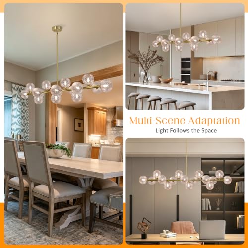 Gold Chandelier Sputnik Linear Chandelier for Dining Room Mid Century Light
