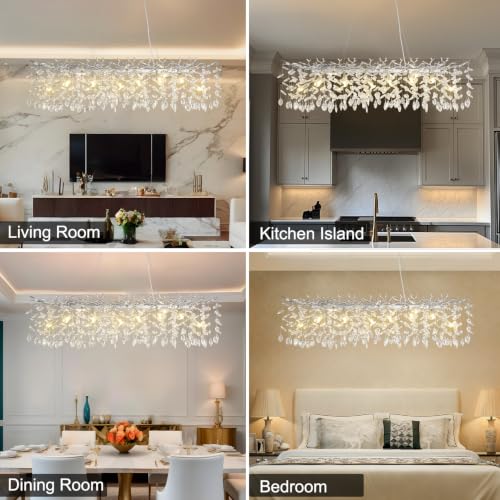 47" Silver Crystal Chandelier