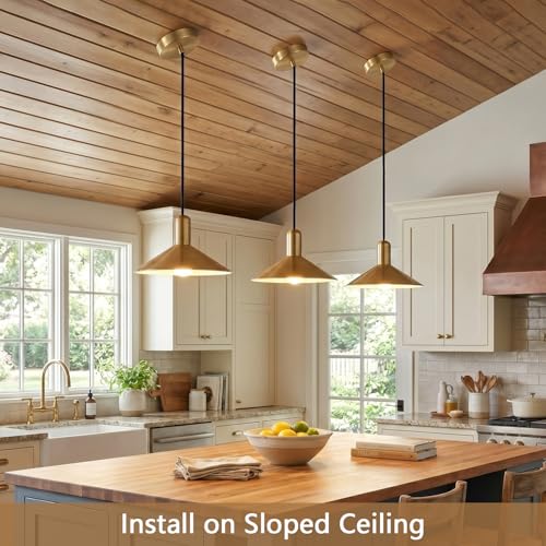 13.8” Large Farmhouse Brass Gold Dome Pendant Lights Kitchen Island