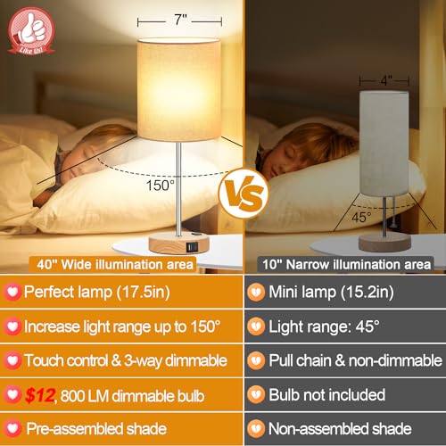 Set of 2 Touch Wood Table Lamps (2 Count)