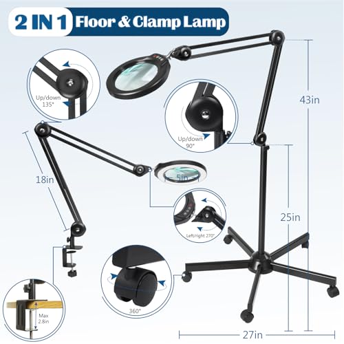 15X Magnifying Glass with Light and Stand