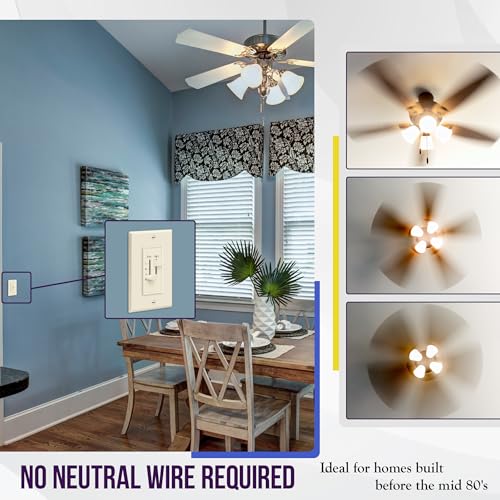 3 Speed Ceiling Fan Control and LED Dimmer Light Switch