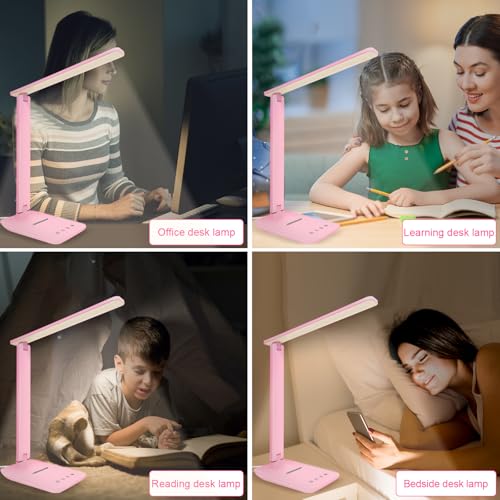 LED Desk Lamp Dimmable Table Lamp Reading Lamp with USB Charging Port