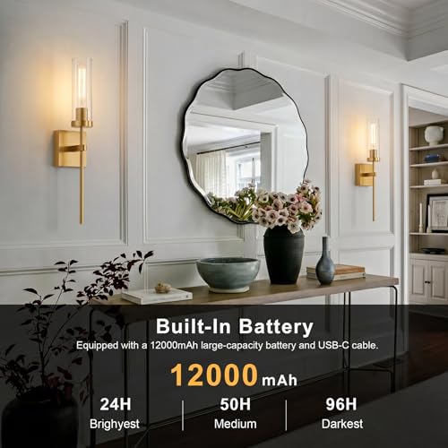 Wireless Wall Sconces with Remote Control (2 Count)