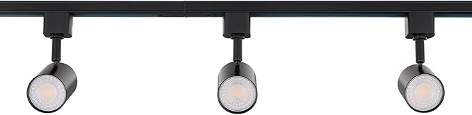 Amped Collection 3-Light 48in Field Cuttable LED Track Lighting Kit with 3 LED 5-CCT Selectable Track Heads, 4ft Track, End Caps, Floating Feed in Black Finish - Aura Lighting
