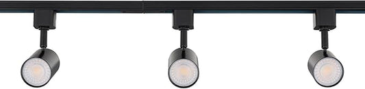 Amped Collection 3-Light 48in Field Cuttable LED Track Lighting Kit with 3 LED 5-CCT Selectable Track Heads, 4ft Track, End Caps, Floating Feed in Black Finish - Aura Lighting