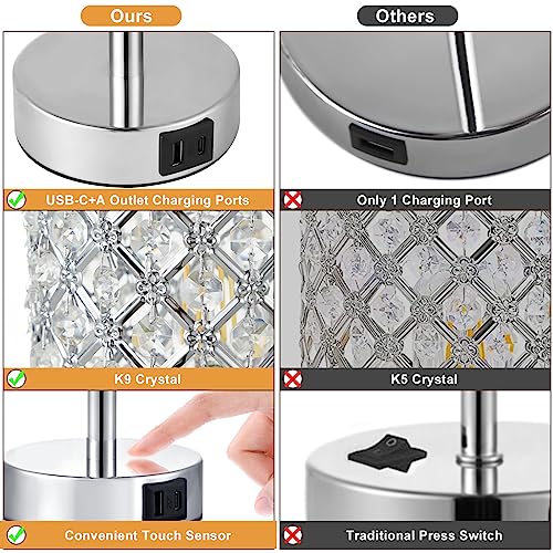Sliver Crystal Table Lamp with Touch Control