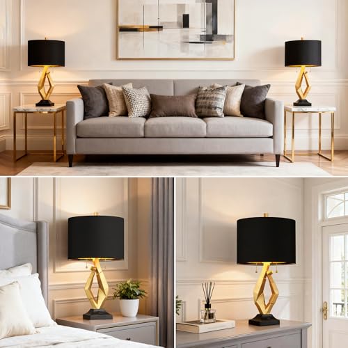 Modern Black and Gold Lamp Set of 2 (2 Count)