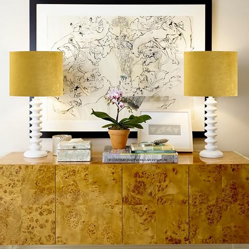 Gold Velvet Drum Lamp Shade (2 Count)