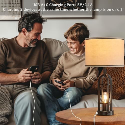 Black Table Lamps for Living Room Set of 2