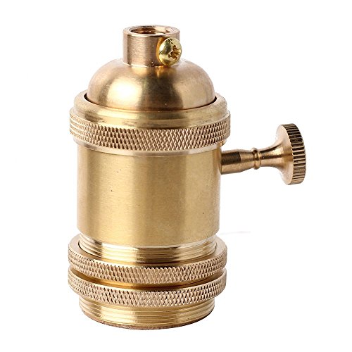 Brass Screw Thread DIY Light Socket Vintage Copper Edison Retro Pendant Lamp Holder for E26 E27 Light Bulbs