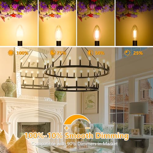 Dimmable E12 LED Candelabra Bulbs 60W Equivalent (12 Count)