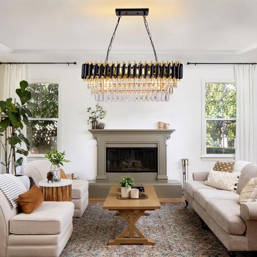 Modern Crystal Chandelier Black and Gold 10