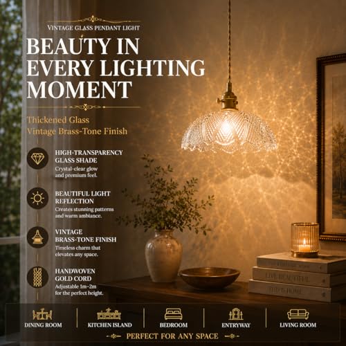 Hanging Lamp 9.8 Inch Pendant Lights Kitchen Island Braided Cord Hanging Pendant Light Flower Lampshade Vintage Hanging Lamp Farmhouse Living Room Bedroom