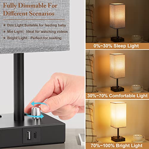 Grey Bedside Table Lamps Set of 2 (2 Count)