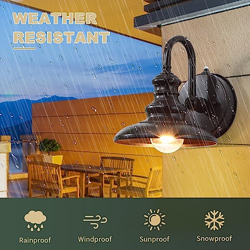 Dusk to Dawn Sensor Outdoor Gooseneck Barn Light Fixture Brown