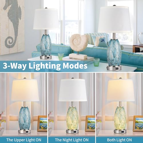 23.5" Coastal Modern Table Lamps Set of 2 for Living Room Bedroom (2 Count)