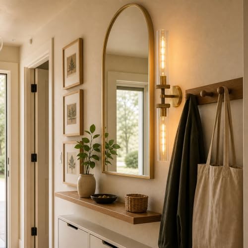 24 in Bathroom Sconces Set of 2 Linear Brass Sconce Hardwired (2 Count)