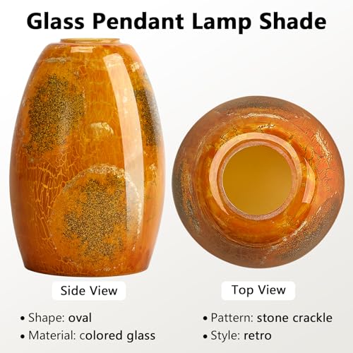 Oval Glass Lamp Shade Cover for Kitchen Pendant Light over Island