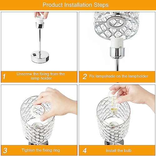 Sliver Crystal Table Lamps for Bedroom Set of 2 (2 Count)