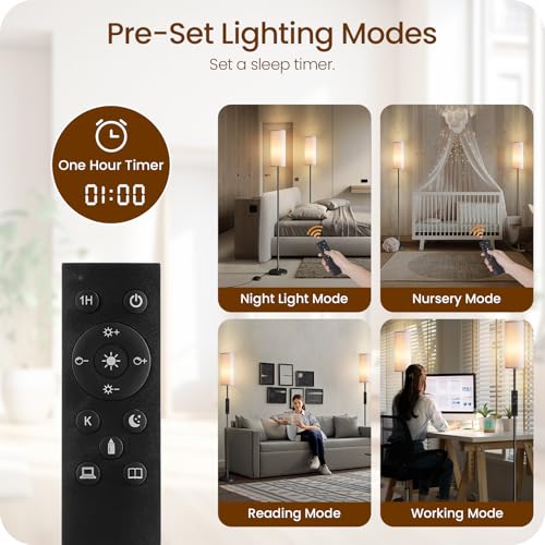 2 Pack Dimmable Floor Lamps for Living Room with 2 Remotes and Foot Switch (2 Count)