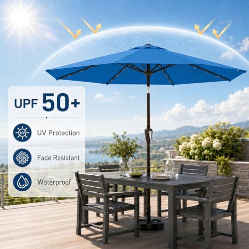 10FT Solar Patio Umbrella with Lights